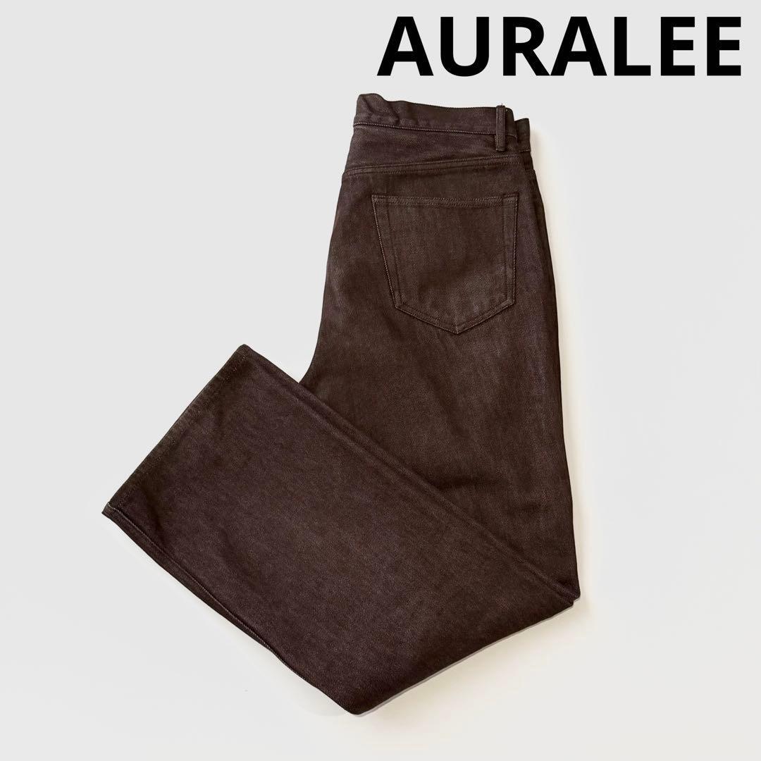 AURALEE HARD TWIST DENIM 5P PANTS 32 ブラウン オーラリー ハードツイスト デニム パンツ コットン レギュラーフィット 日本製 国内正規_画像1