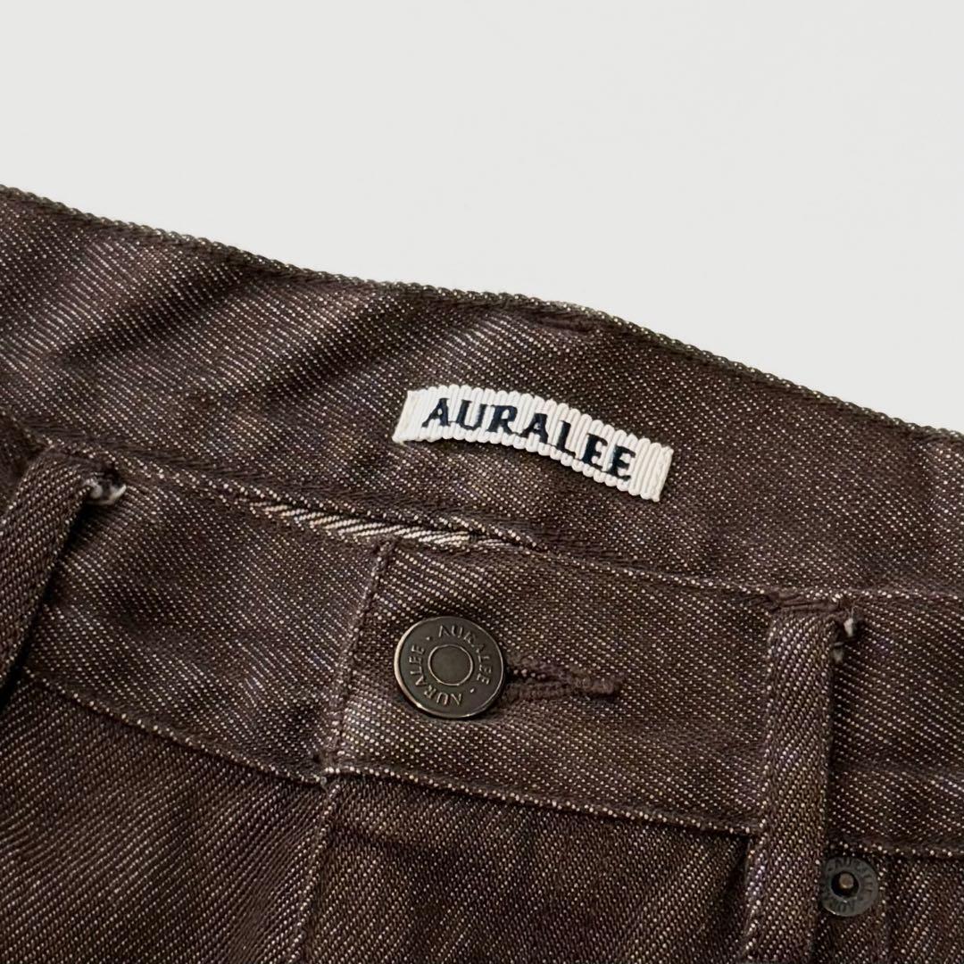AURALEE HARD TWIST DENIM 5P PANTS 32 ブラウン オーラリー ハードツイスト デニム パンツ コットン レギュラーフィット 日本製 国内正規_画像7