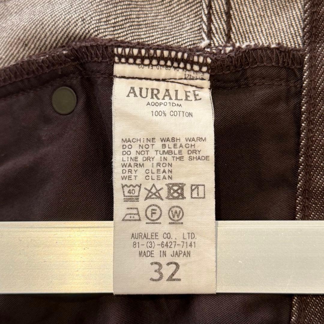 AURALEE HARD TWIST DENIM 5P PANTS 32 ブラウン オーラリー ハードツイスト デニム パンツ コットン レギュラーフィット 日本製 国内正規_画像9
