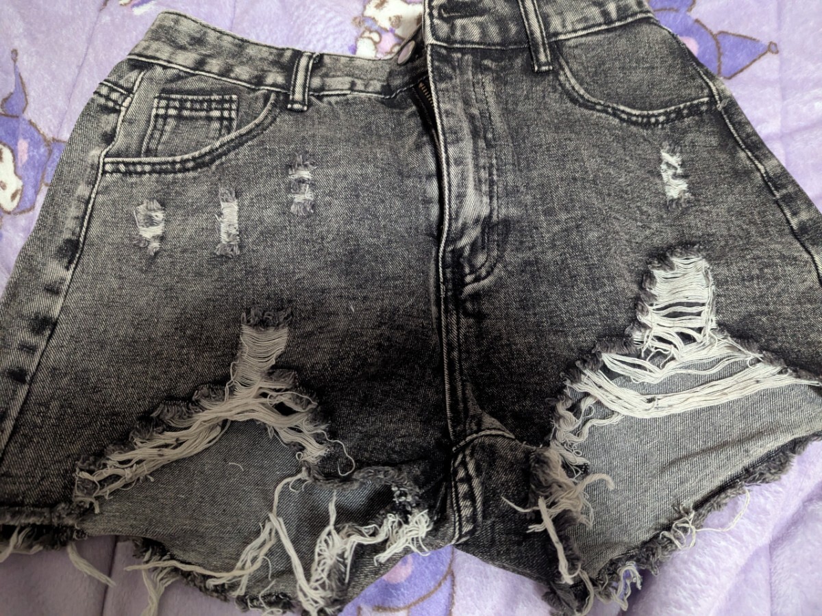 デニムショートパンツ Ｍサイズ デニム ダメージショートパンツ_画像1