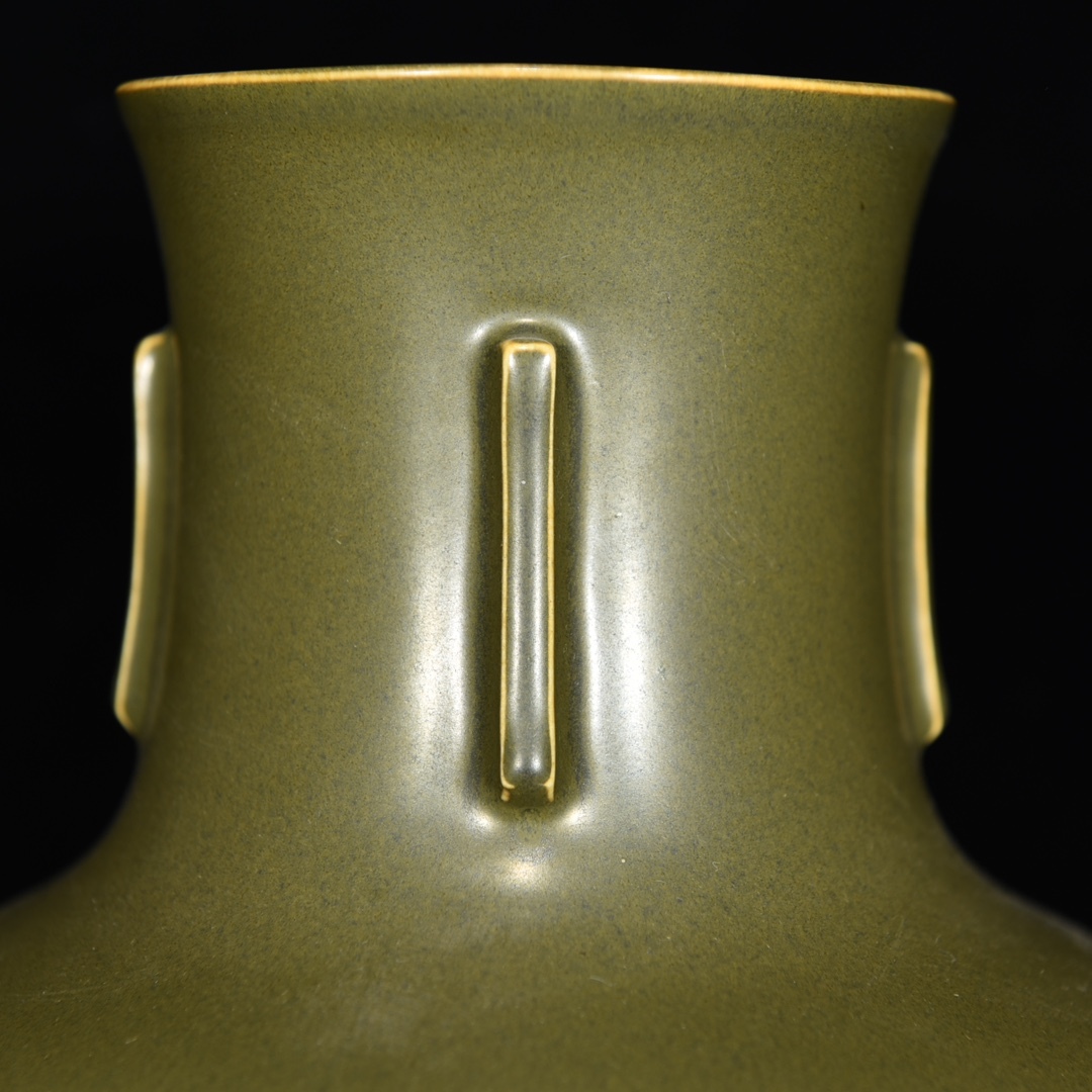 ■LM231■大清乾隆年製 在銘 茶葉末釉 官窯 象耳花瓶 時代物 古玩 唐物 古陶磁器■_画像7