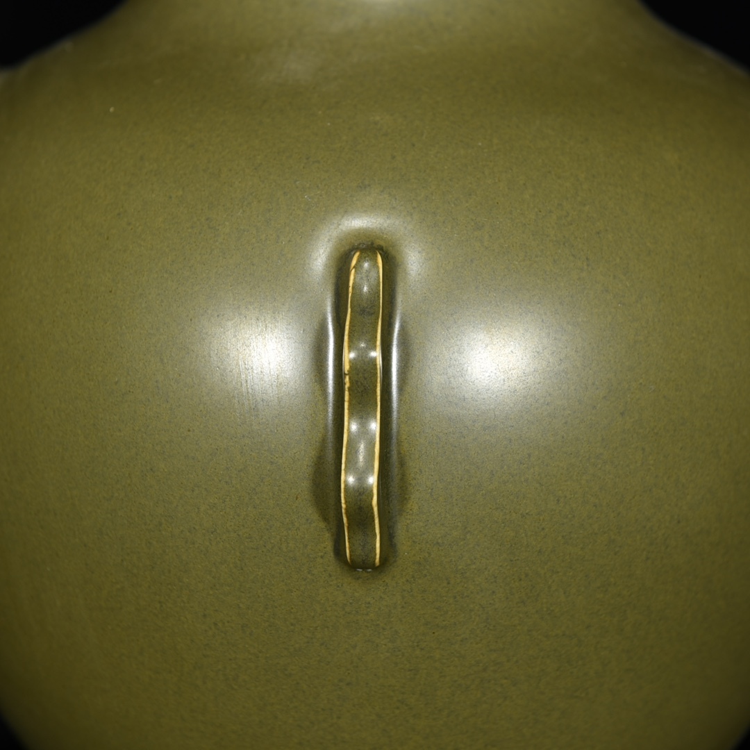 ■LM231■大清乾隆年製 在銘 茶葉末釉 官窯 象耳花瓶 時代物 古玩 唐物 古陶磁器■_画像6