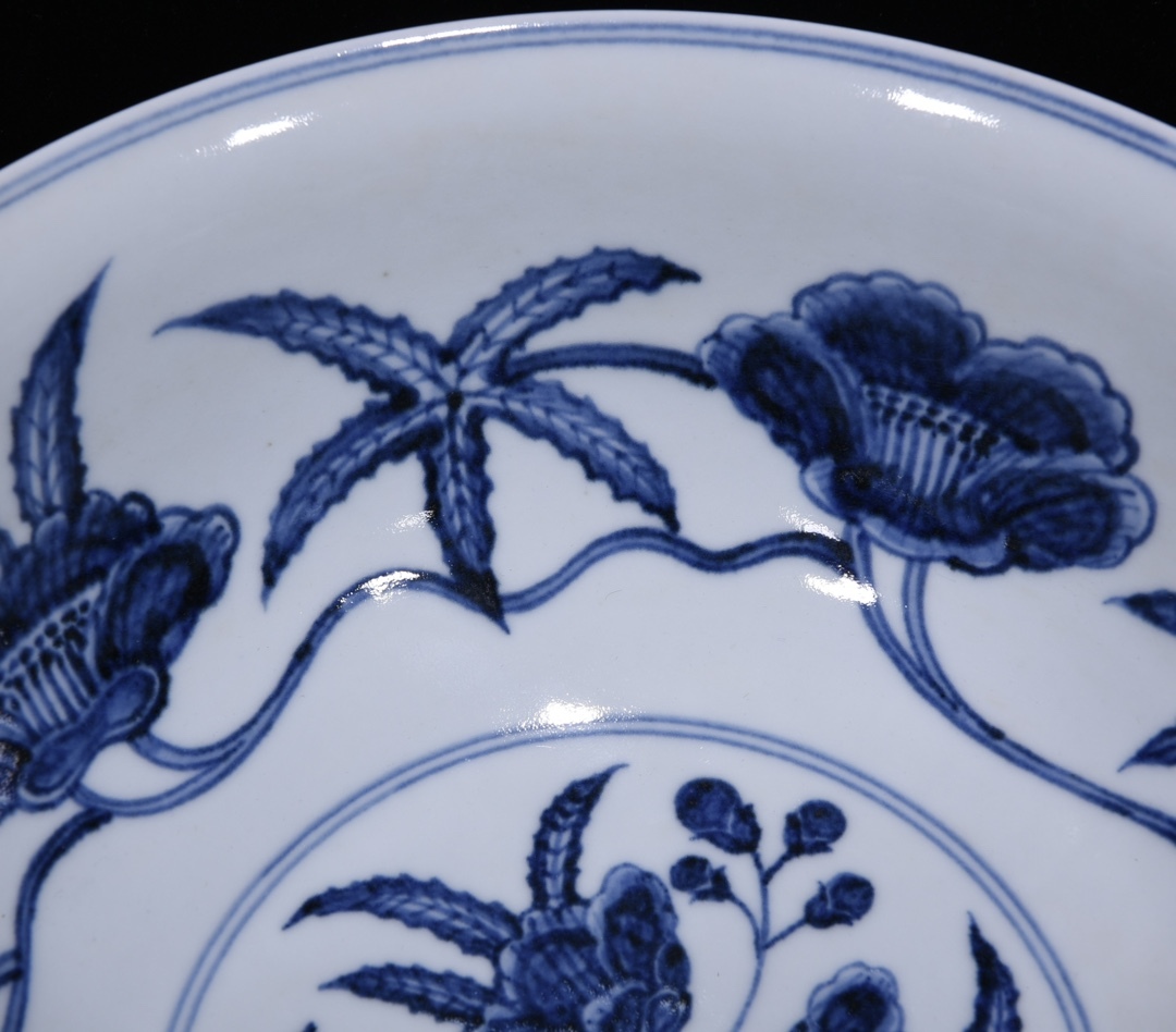 ■LM400■大明宣徳年制款 青花秋葵碗大碗 時代物 古玩 唐物 古陶磁器■_画像4