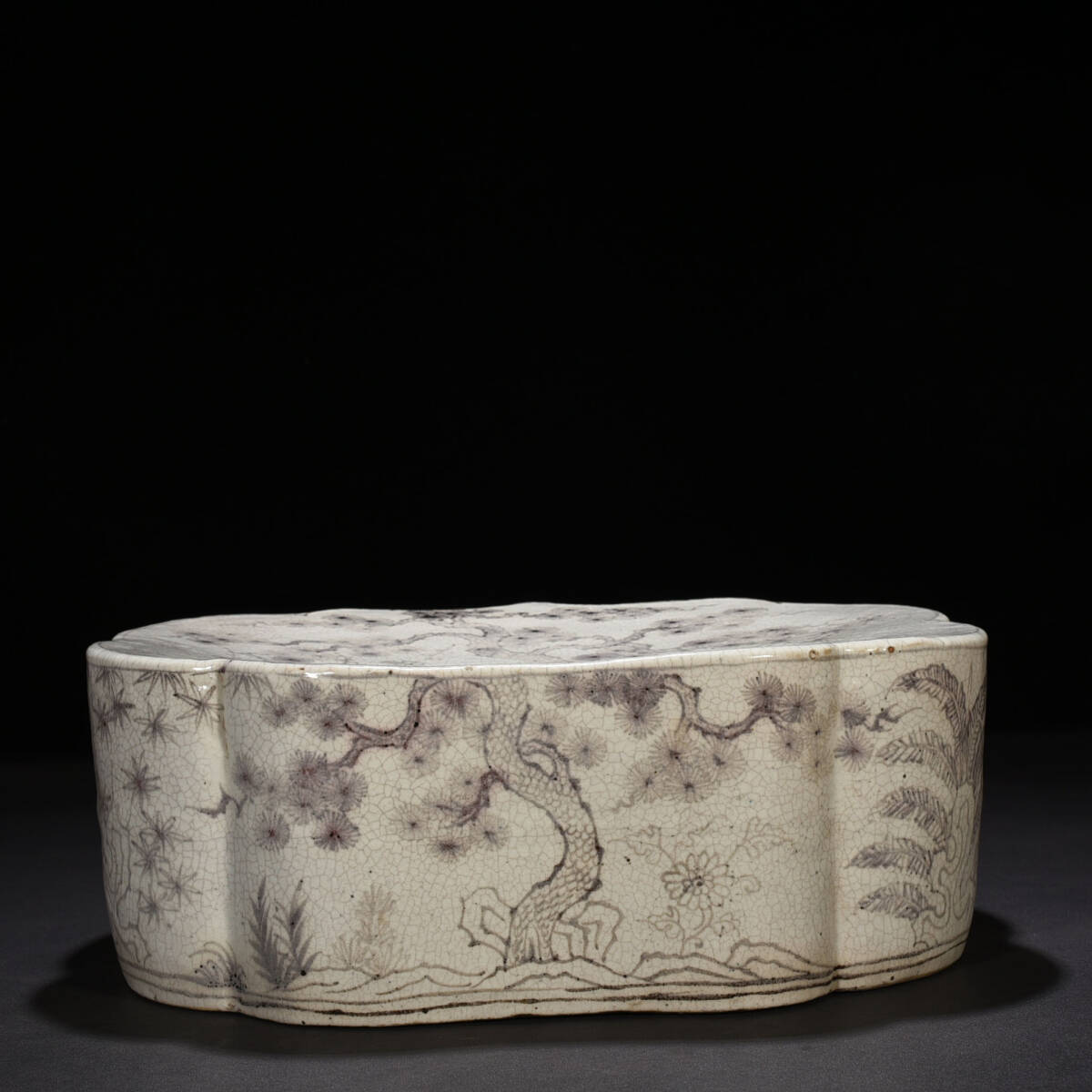 ◆YA132◆明洪武 釉里紅松竹梅紋如意枕 時代物 古玩 唐物 古陶磁器■_画像4