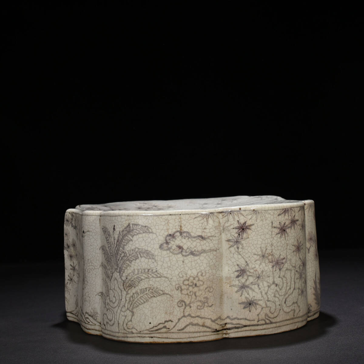 ◆YA132◆明洪武 釉里紅松竹梅紋如意枕 時代物 古玩 唐物 古陶磁器■_画像9