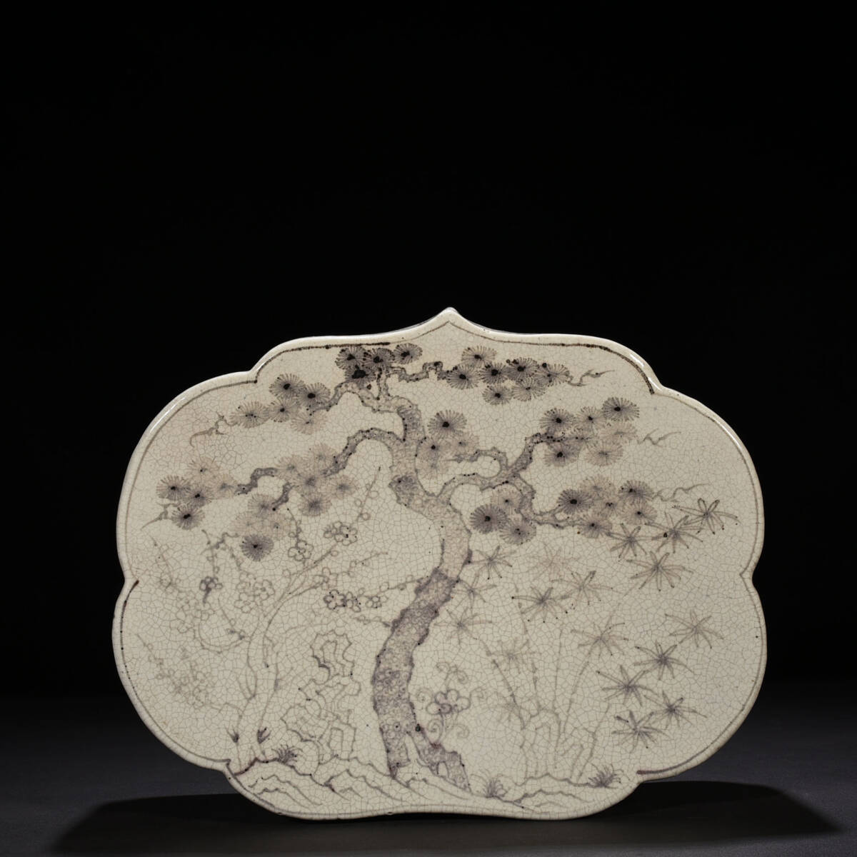 ◆YA132◆明洪武 釉里紅松竹梅紋如意枕 時代物 古玩 唐物 古陶磁器■_画像2