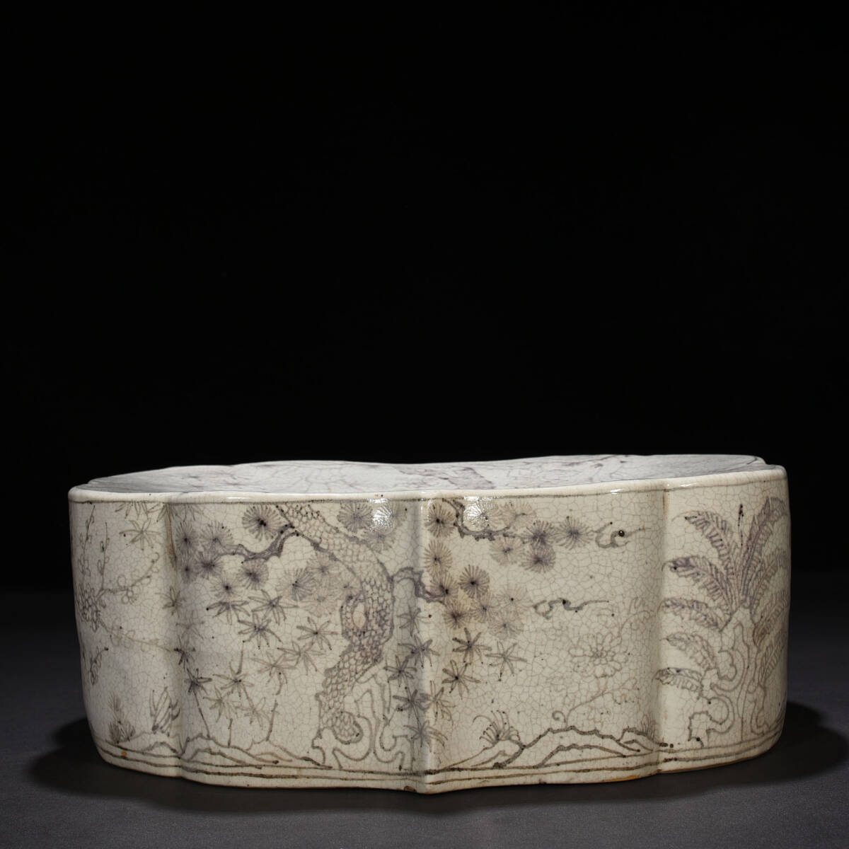 ◆YA132◆明洪武 釉里紅松竹梅紋如意枕 時代物 古玩 唐物 古陶磁器■_画像7