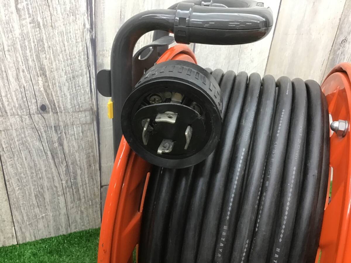送料無料!【中古品】△通電のみ確認ハタヤ(HATAYA) 三相200V型コードリール 30m アース付 20A (引掛け) AP-302ML△アクトツール富山店△F_画像4