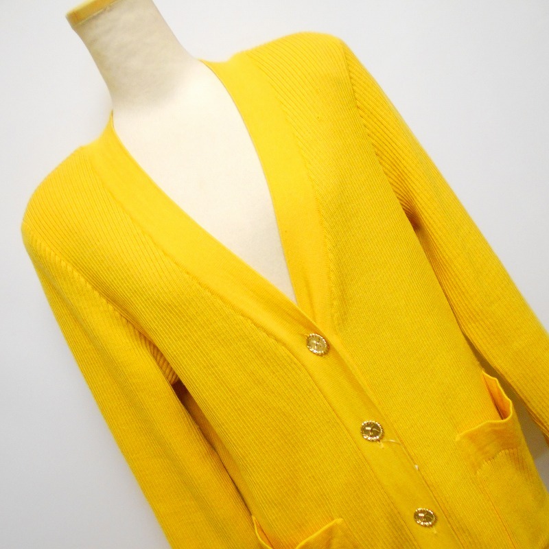  971937 LEONARD レオナール リブニット ロング カーディガン L_画像2