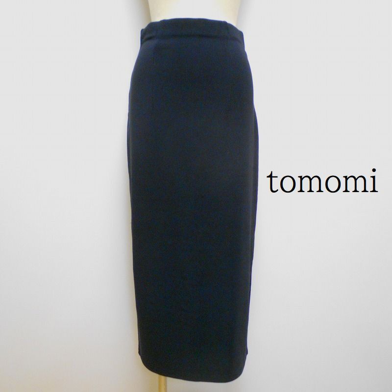 977679 tomomi トモミ 黒 ストレッチ タイト ロングスカート 未使用タグ付_画像1