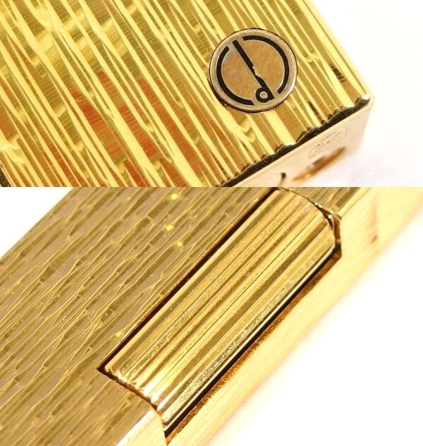 【美品/火花確認済み】dunhill ローラー ガスライター ゴールド 五面彫刻 dロゴ入り 販売店証明印付き取扱説明書 純正箱付き/60サイズ_画像4