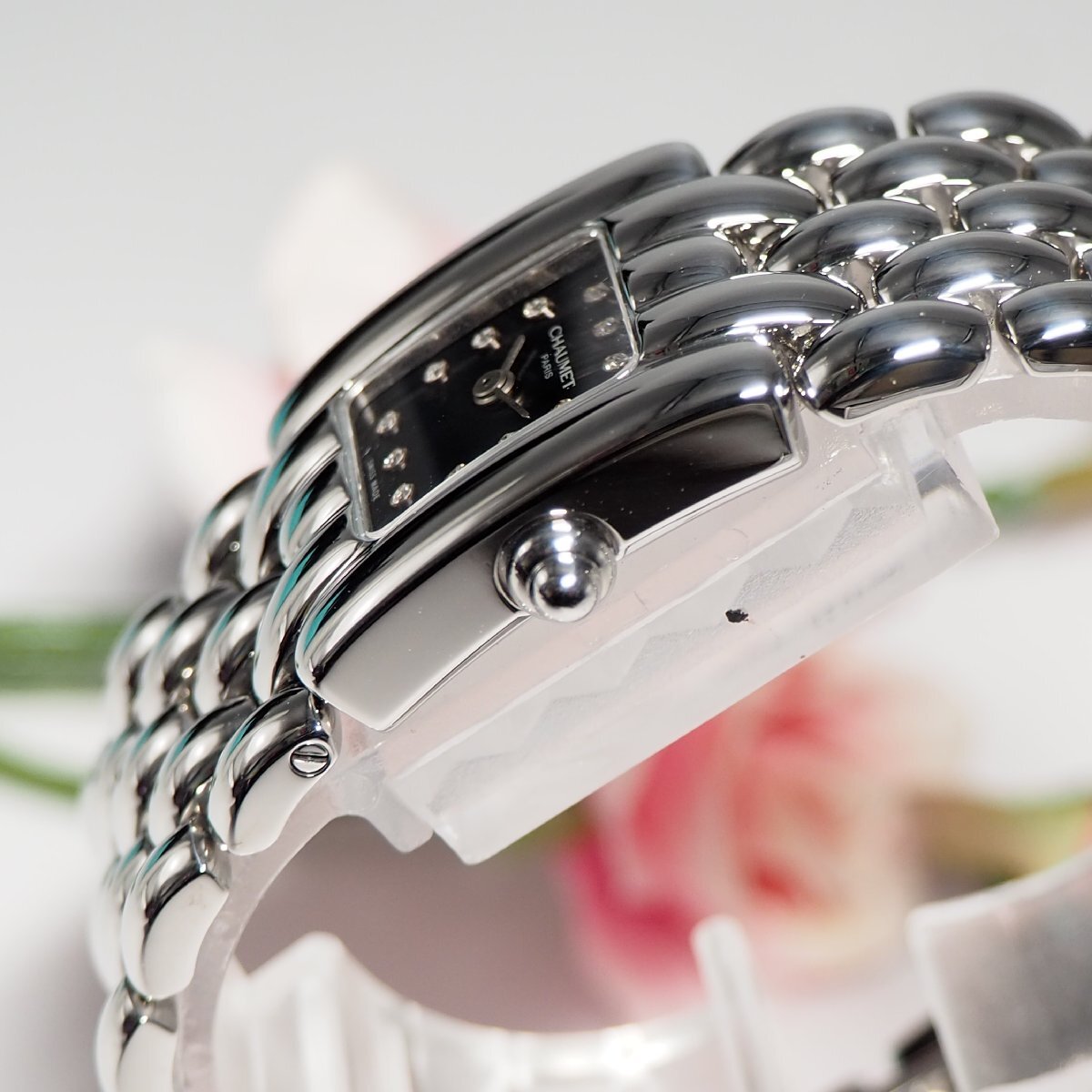 新同品 ショーメ CHAUMET ケイシス スクエア 12Pダイヤ レディース 腕時計 H493 中古_画像4