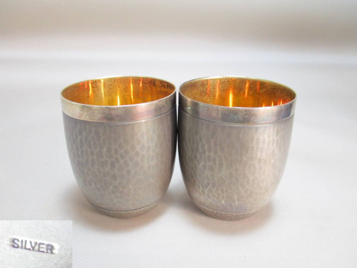 L097* серебряный товар * SILVER Vintage чашка саке 2 пункт / итого примерно 42.1g / старый предмет / Country Club / рюмка для сакэ sake чашечка для сакэ [ включая доставку ]