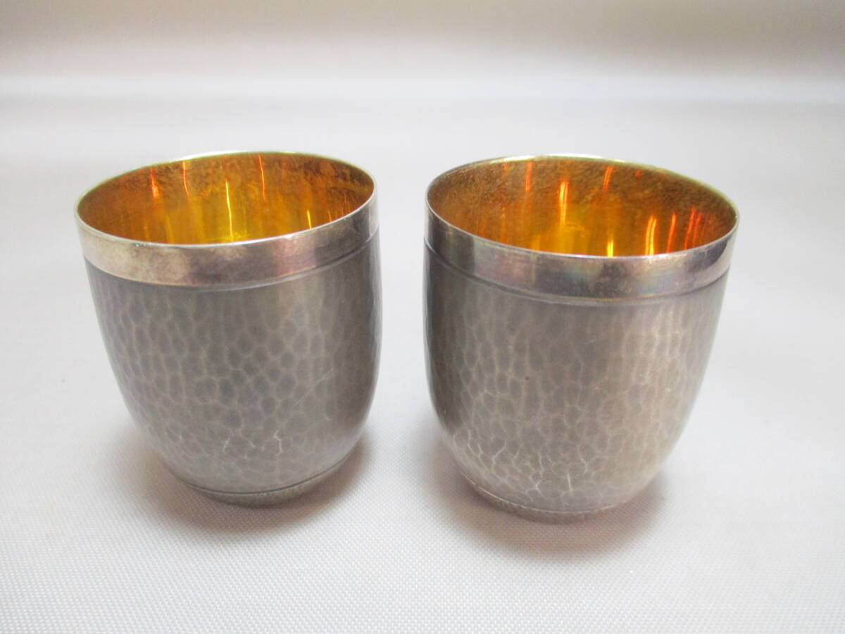 L097* серебряный товар * SILVER Vintage чашка саке 2 пункт / итого примерно 42.1g / старый предмет / Country Club / рюмка для сакэ sake чашечка для сакэ [ включая доставку ]