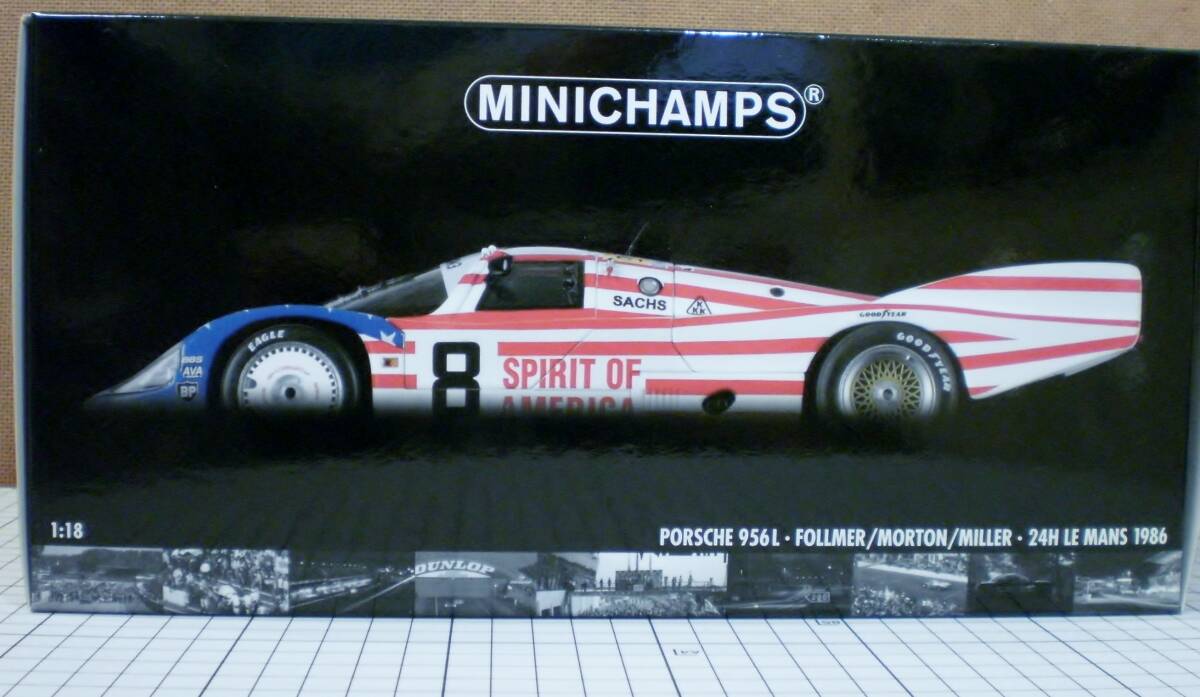 ミニチャンプス　1/18　PORSCHE956 L　No,8　LM24H　1986年　SPIRIT OF AMERICA　_画像2