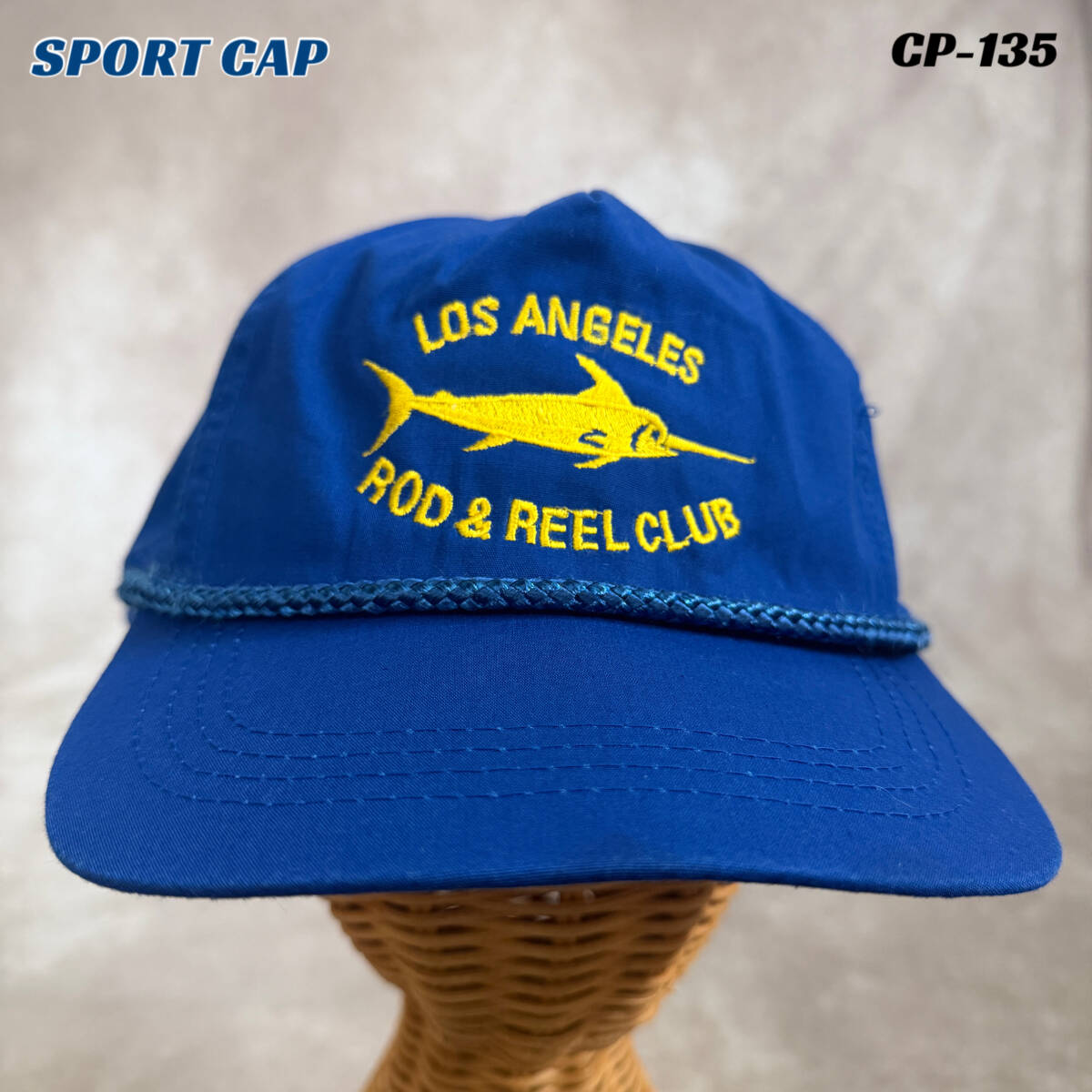 アメリカ古着 ロサンゼルス リール&ロッドクラブ フィッシングキャップ ブルー バックル_画像1