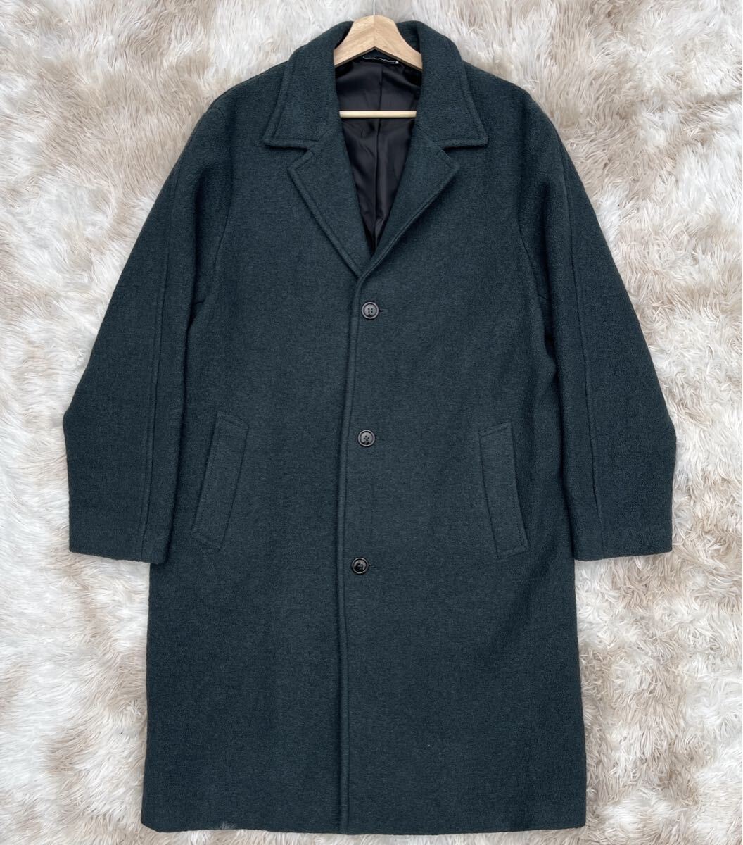 極美品【お洒落の極み】ZARA ザラ チェスターコート ロングコート ウール 秋冬 アウター Lサイズ 緑 _画像2