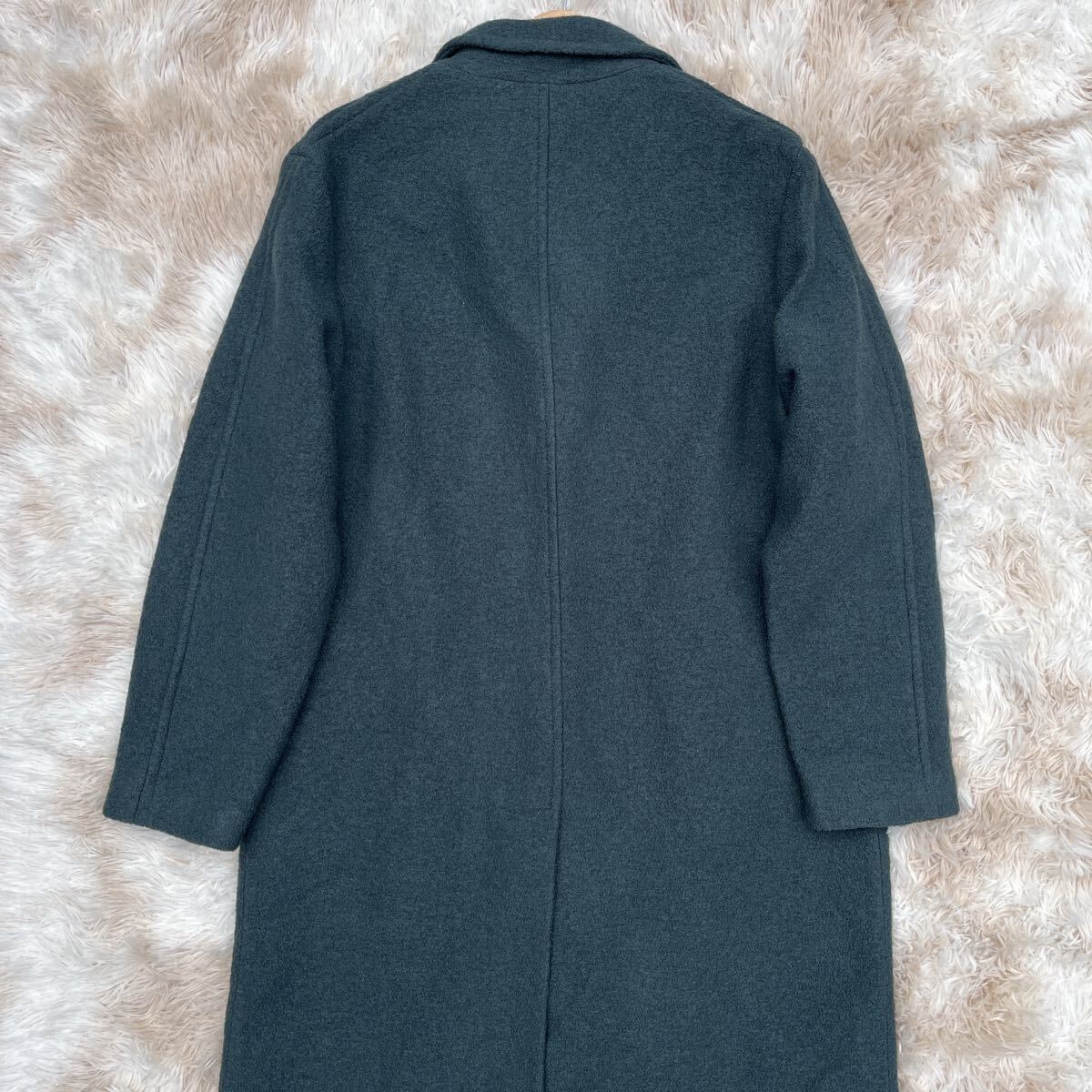 極美品【お洒落の極み】ZARA ザラ チェスターコート ロングコート ウール 秋冬 アウター Lサイズ 緑 _画像8