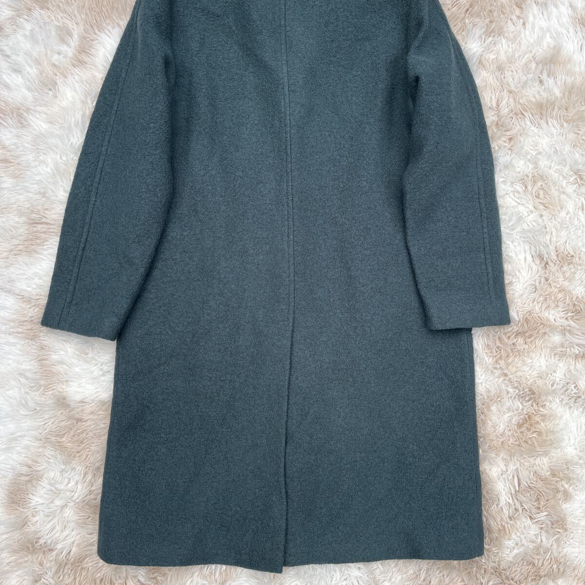 極美品【お洒落の極み】ZARA ザラ チェスターコート ロングコート ウール 秋冬 アウター Lサイズ 緑 _画像9