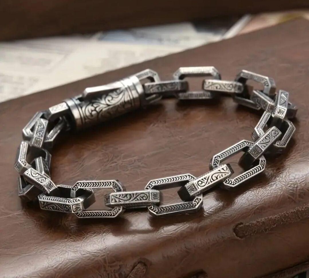 新品 スタッズ ブレスレッド ロック Y2K ストリート シンプル アクセサリー ブレスレット ヴィンテージ シルバー チェーン パンク バングル_画像1