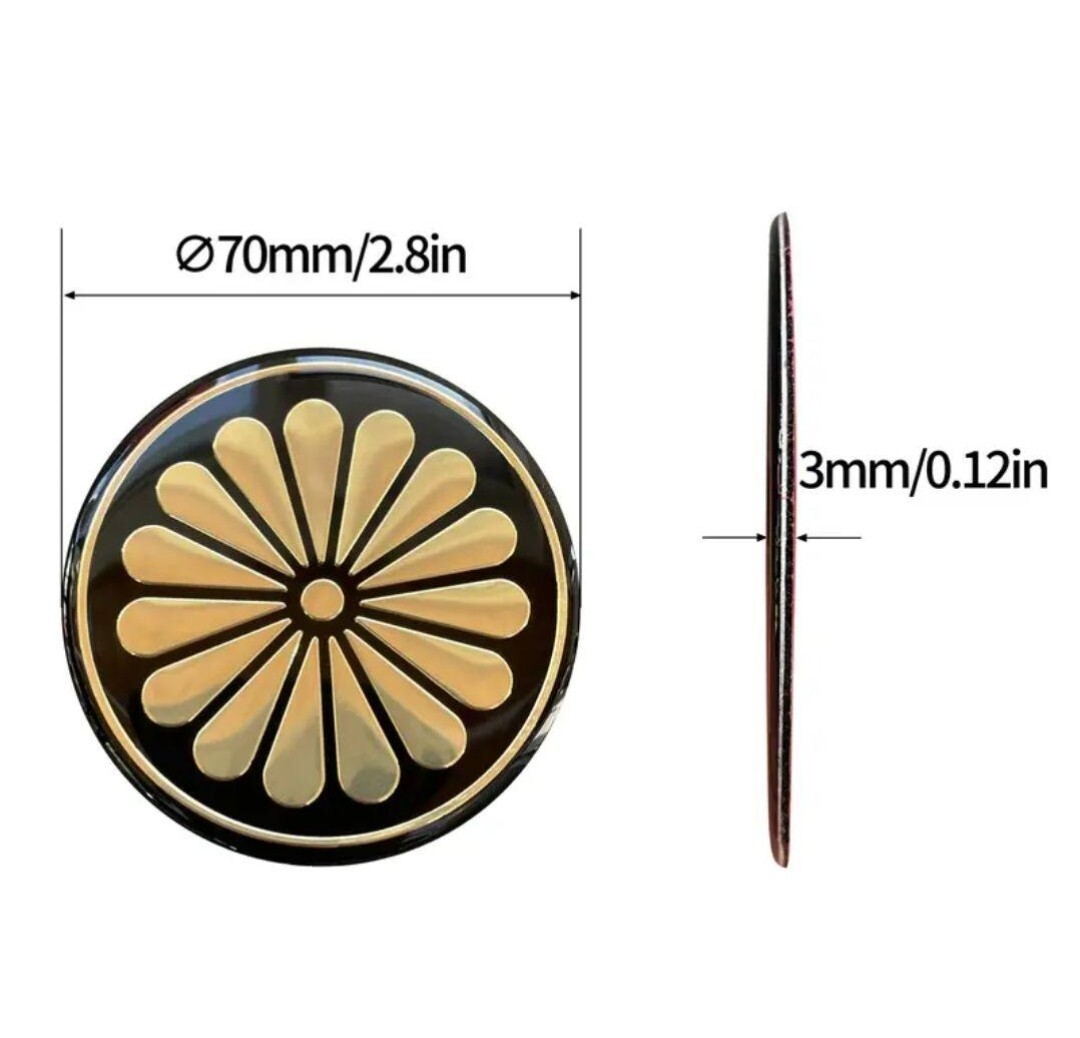 ★煽り予防に★　菊紋ステッカー　立体　両面テープ　1枚 エンブレムステッカー 菊紋 ステッカー 菊の御紋 アルミ調 強粘着 屋外仕様_画像2