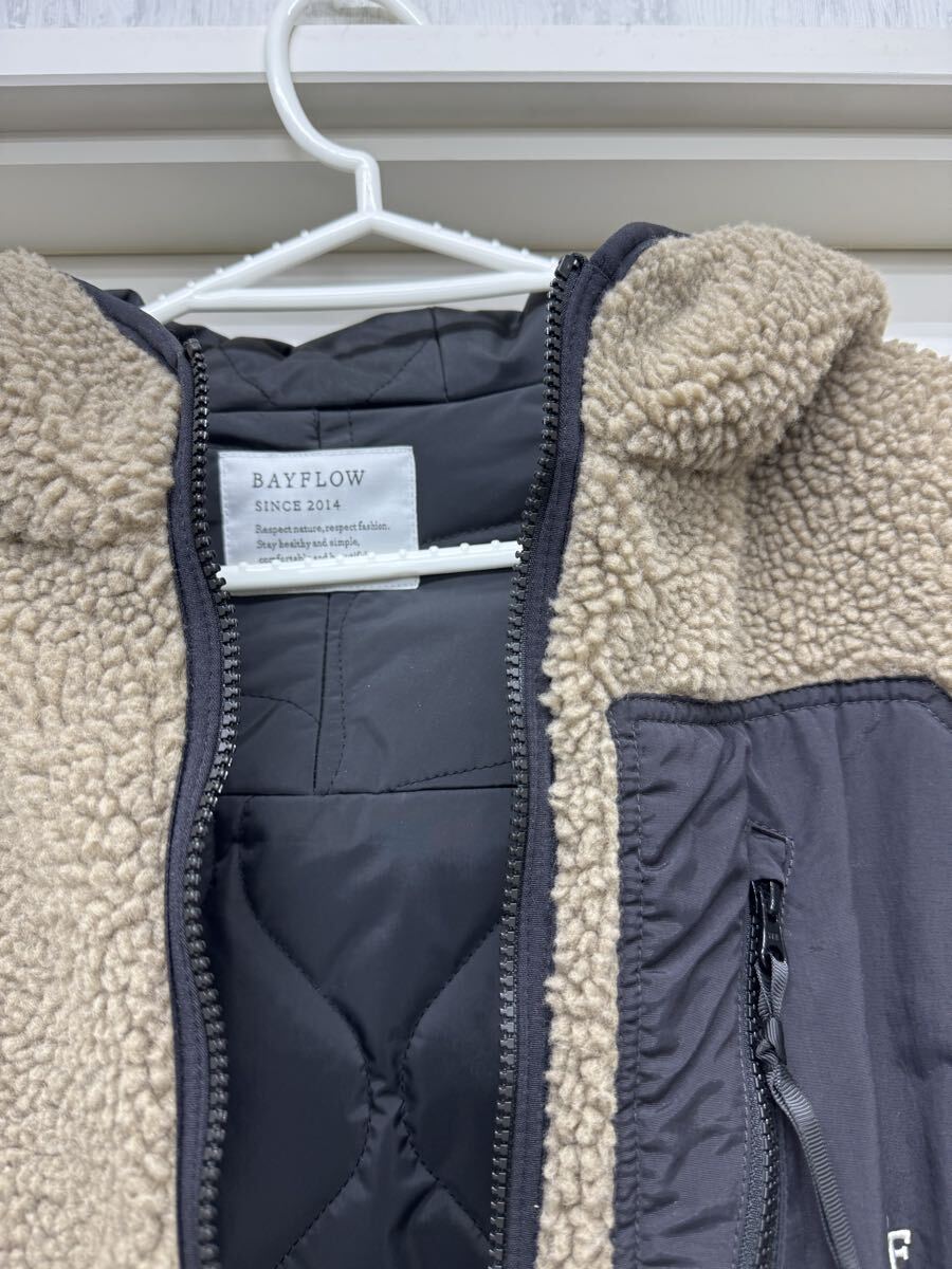 BAY FLOW ボアジャケット サイズ3 サイズL相当 ボアパーカー フリースジャケット ブラック ベージュ_画像6