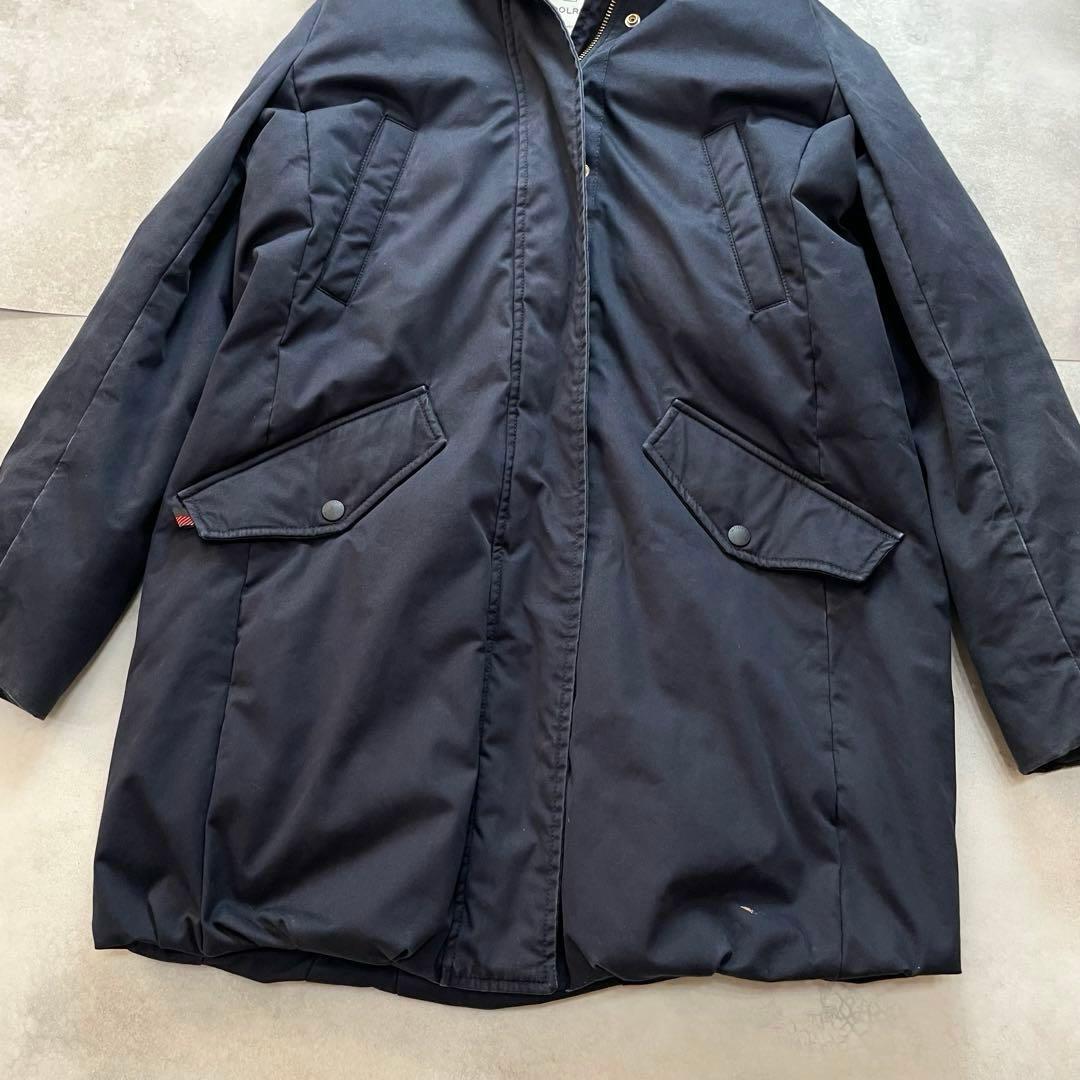 定価15万 Woolrich ウールリッチ コクーンパーカ ダウンコート ロング 濃紺 ネイビー レディース ファー フード 近年モデル 現行タグ _画像3