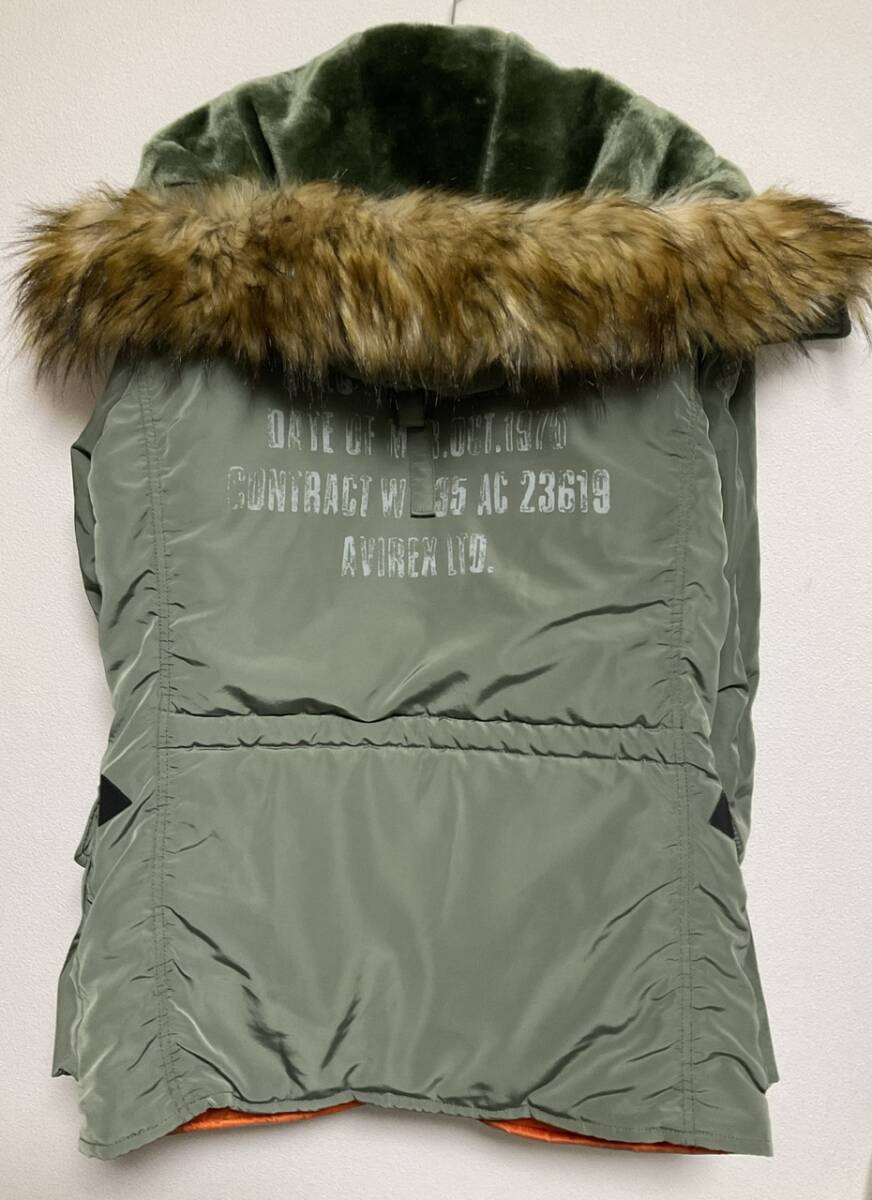 AVIREX / アヴィレックス N-3B ロゴ ステンシルプリント 中綿入 ファー付き フライトジャケット / 未使用品 / サイズ L / A1645_画像5