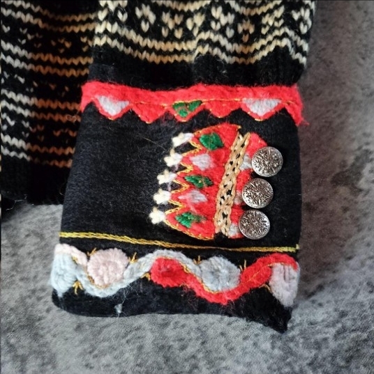 古着 ユーロ ハンドメイド ノルディックカーディガン ヴィンテージ 総柄_画像7