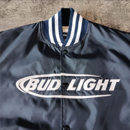 古着 90s BUD LIGHT バドワイザー ロゴ入り スタジャン_画像3