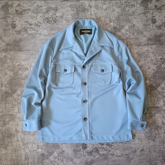 70s USA製 アメリカ製 HAGGAR 開襟シャツジャケット オープンカラー_画像1