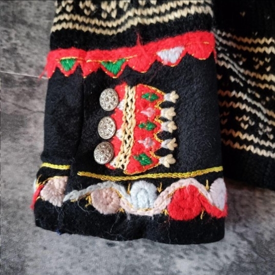 古着 ユーロ ハンドメイド ノルディックカーディガン ヴィンテージ 総柄_画像6
