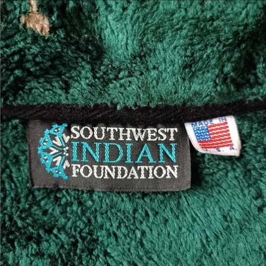 古着 90s USA製 アメリカ製 総柄 ホース 馬 フリースベスト グリーン_画像7