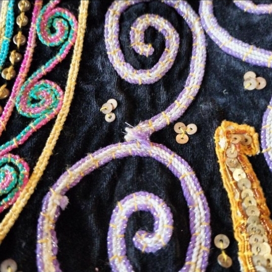 古着 タイ製 エレファント 象 スパンコール 装飾 コットンベスト ベスト ビンテージ 民族衣装 刺繍_画像5