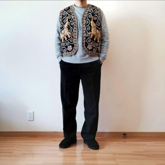 古着 タイ製 エレファント 象 スパンコール 装飾 コットンベスト ベスト ビンテージ 民族衣装 刺繍_画像9