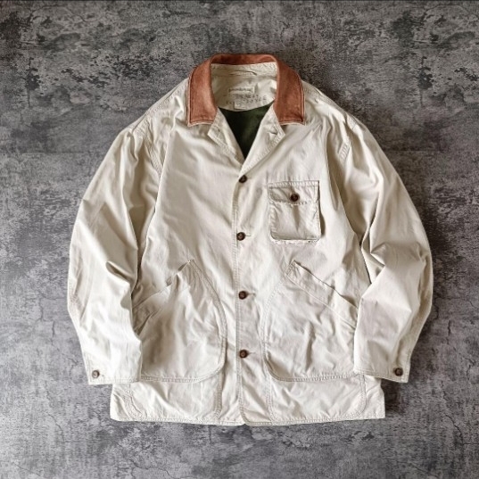 古着 80s BANANAN REPUBLIC バナリパ 衿レザー カバーオール_画像1