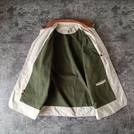 古着 80s BANANAN REPUBLIC バナリパ 衿レザー カバーオール_画像3