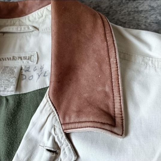 古着 80s BANANAN REPUBLIC バナリパ 衿レザー カバーオール_画像4