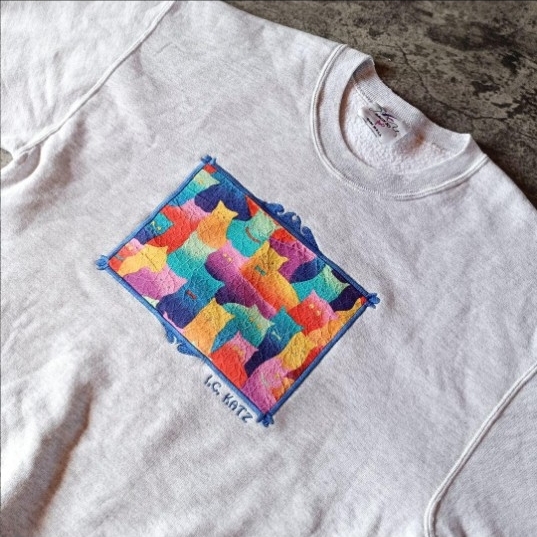 90s USA製 アメリカ製 BAGY JO too 猫 スウェット_画像3