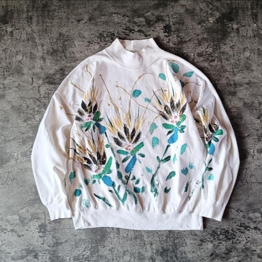 90s USA製 アメリカ製 cotto tops 花柄 ハンドペイント プルオーバー_画像1