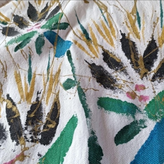 90s USA製 アメリカ製 cotto tops 花柄 ハンドペイント プルオーバー_画像4