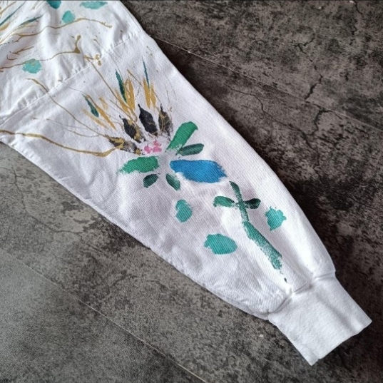 90s USA製 アメリカ製 cotto tops 花柄 ハンドペイント プルオーバー_画像6