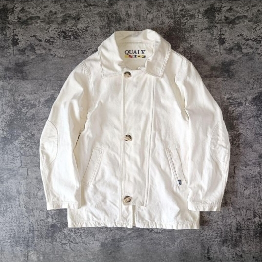古着 70s 80s ユーロ フランス QUAI トグルデザイン コットンジャケット カバーオール_画像1