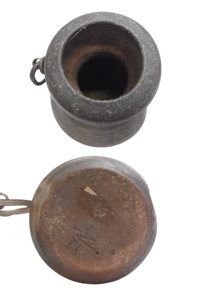 キングラム[25] 【送料無料】花瓶 フラワーベース おまとめ★備前焼 掛花入 末石高仙 造 / 大理石 花瓶 松に鳥 模様 共箱付き★999＠L704_画像4