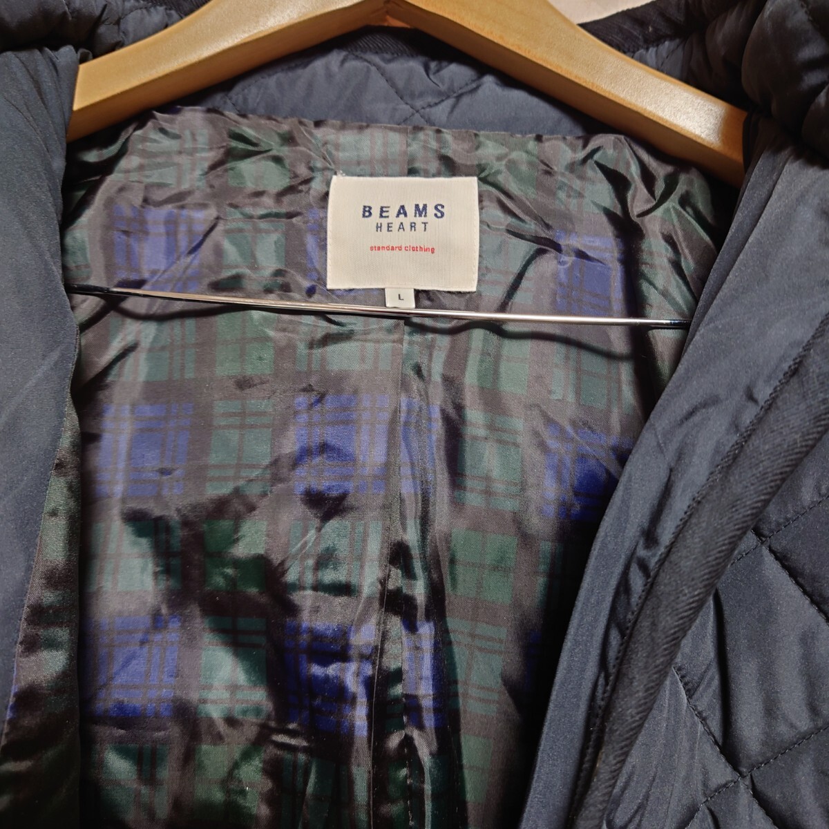 送料無料 未使用 キルティングコ-ト ビ-ムスハ-ト BEAMS HEART 新品 アウター ネイビー L_画像3