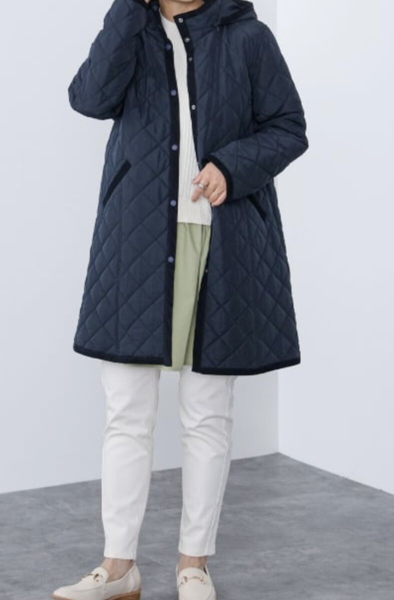 送料無料 未使用 キルティングコ-ト ビ-ムスハ-ト BEAMS HEART 新品 アウター ネイビー L_画像6