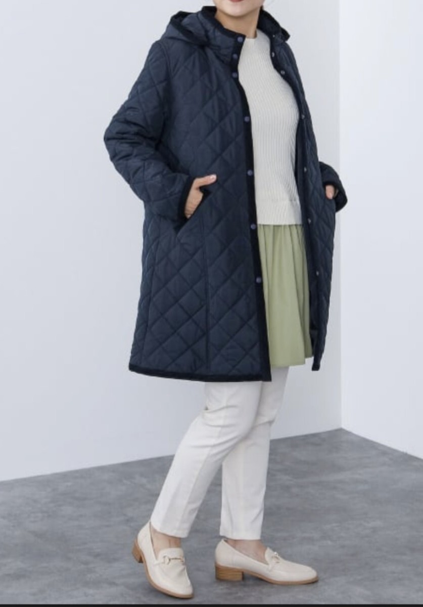 送料無料 未使用 キルティングコ-ト ビ-ムスハ-ト BEAMS HEART 新品 アウター ネイビー L_画像8