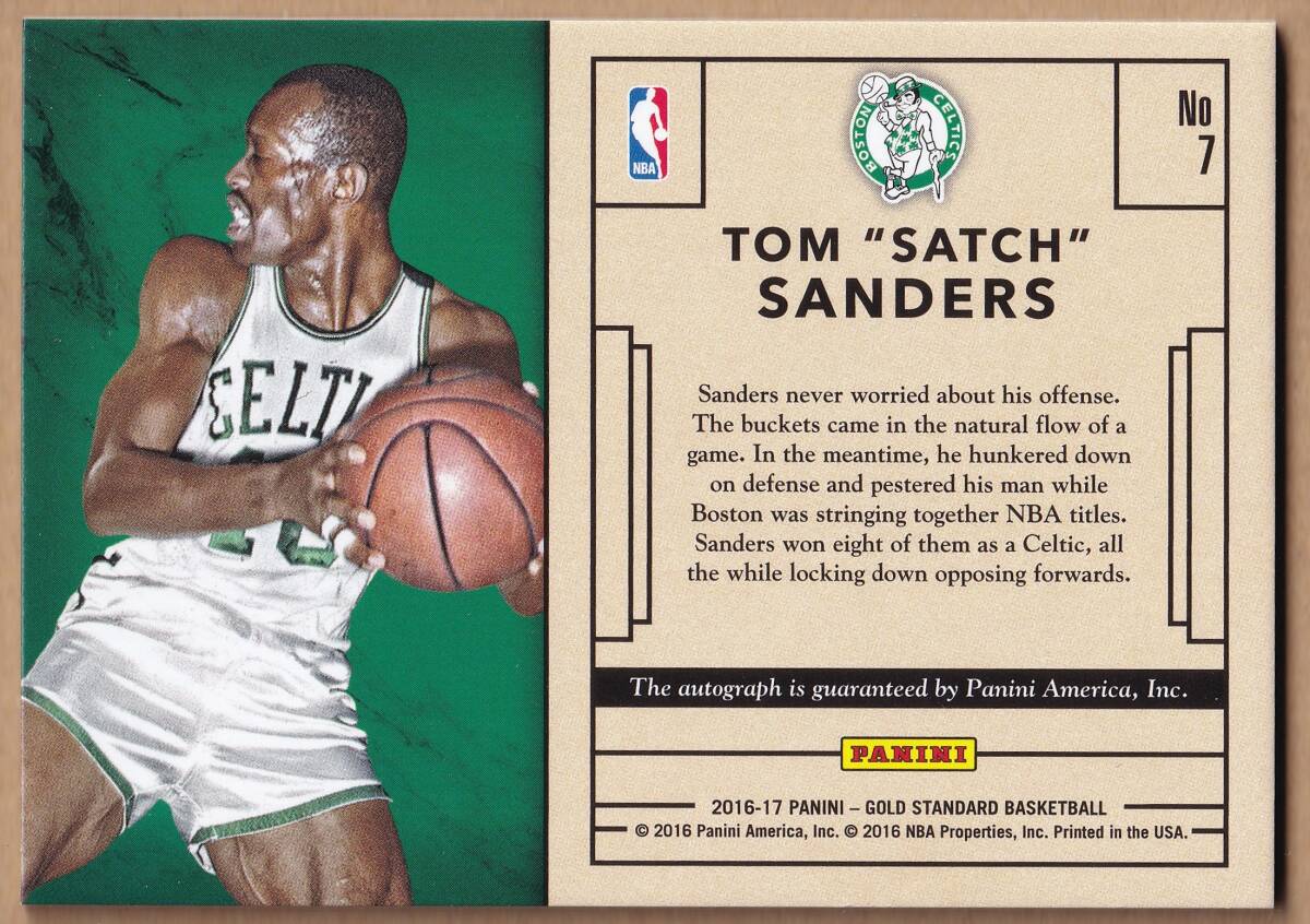 [NBA]TOM &#34;SATCH&#34; SANDERS автограф автограф карта 99 листов ограничение 2016-2017 PANINI GOLD STANDARD BASKETBALL AUTOGRAPH CARD[AUTO]