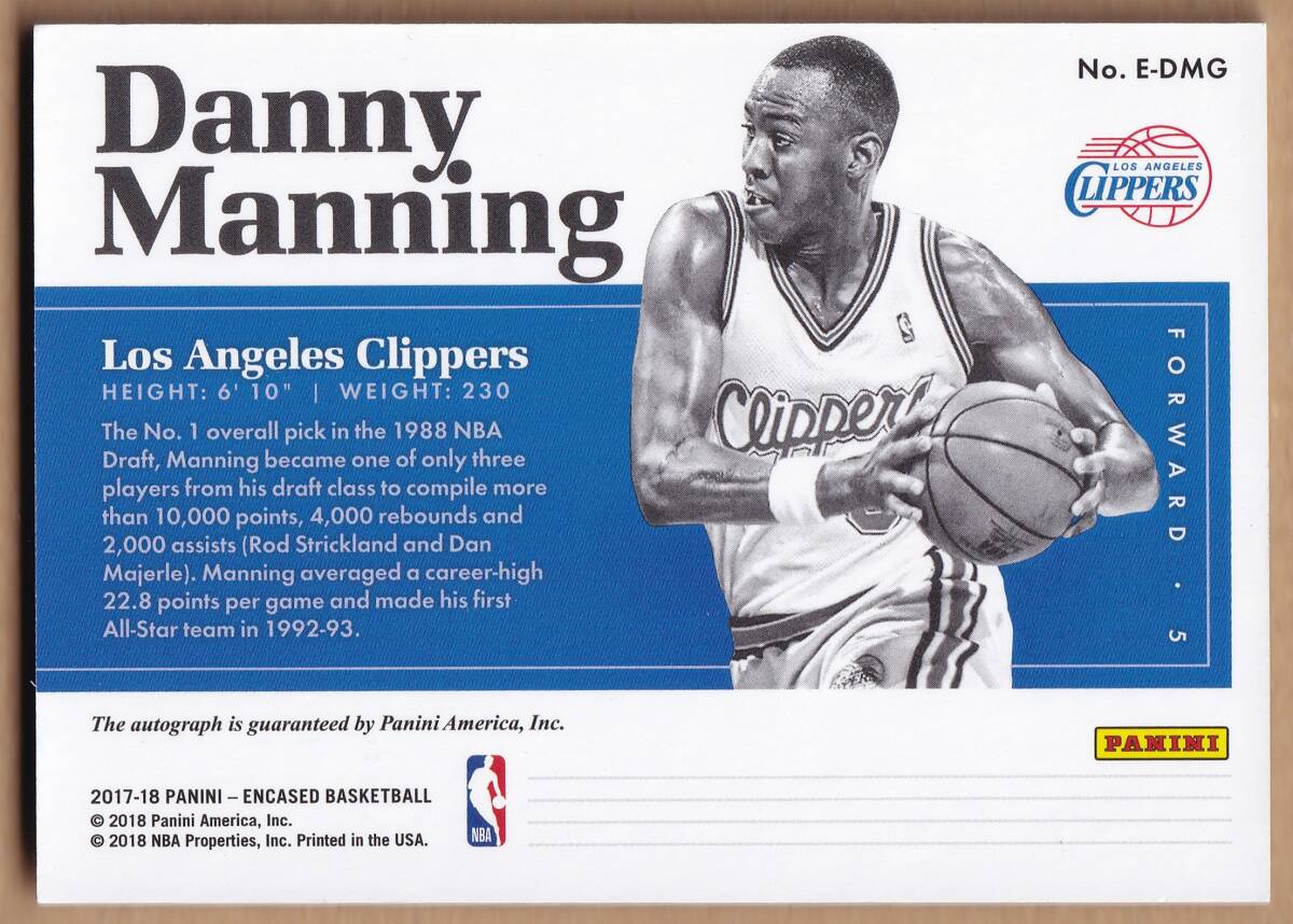 [NBA]DANNY MANNING автограф автограф карта 99 листов ограничение 2017-2018 PANINI ENCASED BASKETBALL AUTOGRAPH CARD[AUTO]