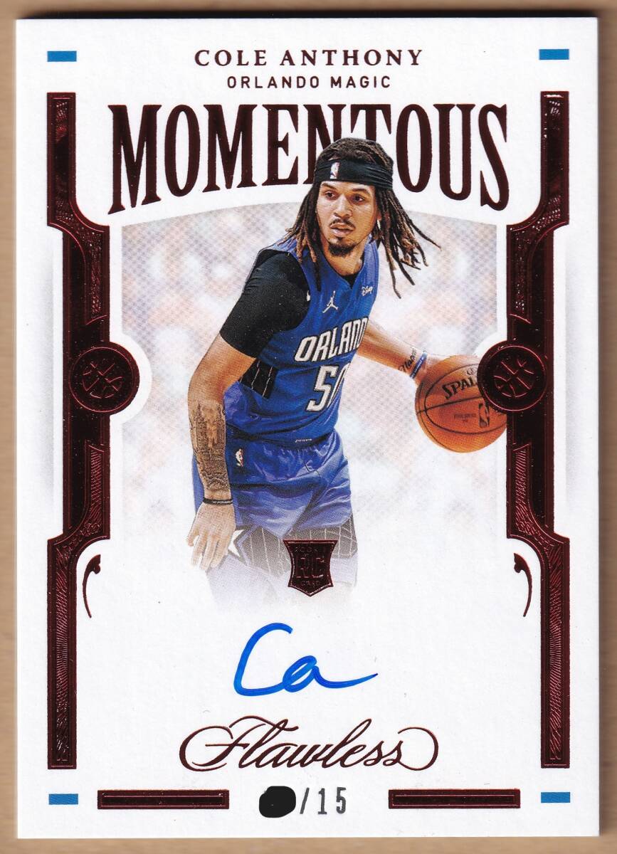 [RC]COLE ANTHONY автограф автограф карта 15 листов ограничение 2020-2021 PANINI FLAWLESS BASKETBALL ROOKIE AUTOGRAPH CARD / AUTO[NBA]